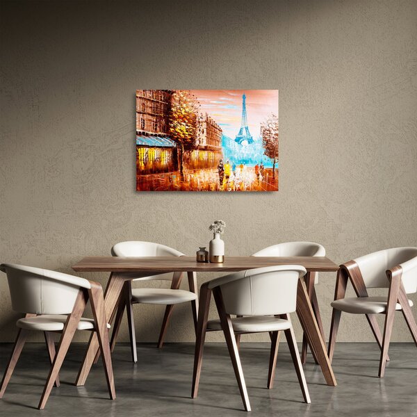 Skleněný obraz - Deštivého počasí a Eiffelovvy věže (70x50 cm)