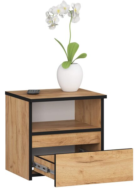 Akord Noční stolek s zásuvkou povrch z dubové dýhy moderní design 40x35x40