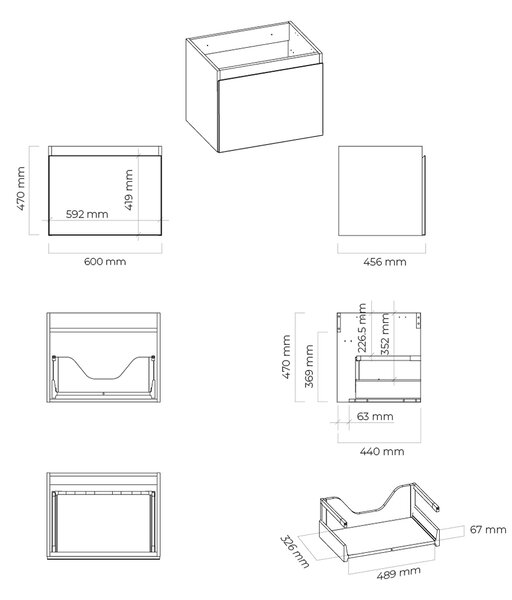 Oltens Vernal skříňka 60x45.6x47 cm pod umyvadlo závěsná černá 60013300