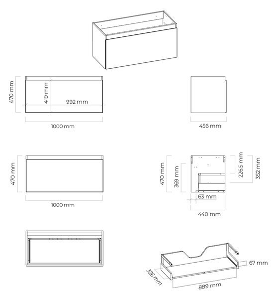 Oltens Vernal skříňka 100x45.6x47 cm pod umyvadlo závěsná šedá 60015700