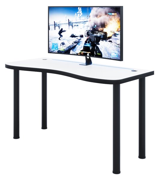 Herní pc stůl Gamer Y (bílá + černá) (s RGB LED osvětlením)