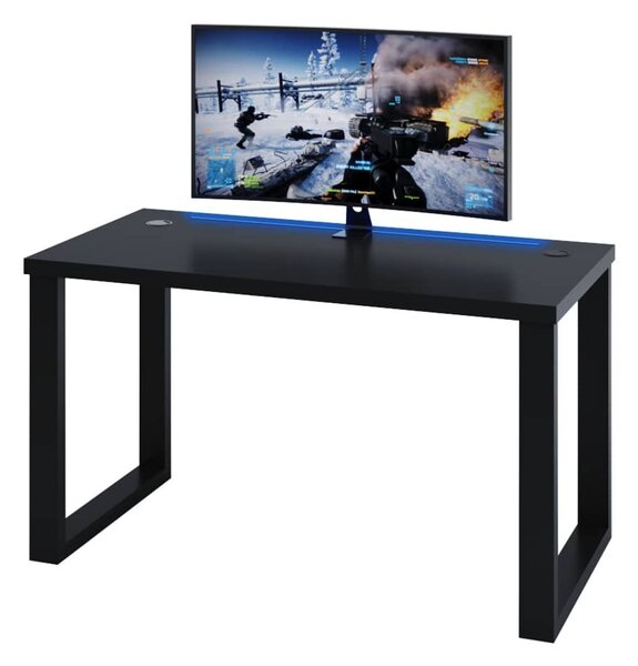 Herní pc stůl Gamer S (černá) (s RGB LED osvětlením)