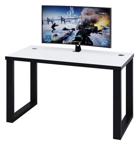 Herní pc stůl Gamer S (bílá + černá) (bez osvětlení)