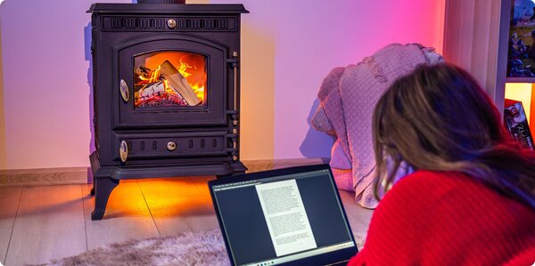 Litinová krbová kamna THUNDER MITRA 7 kW se systémem oplachu skla, studenými dvířky, EcoDesign, kamna na dřevo z litiny, energetická třída A