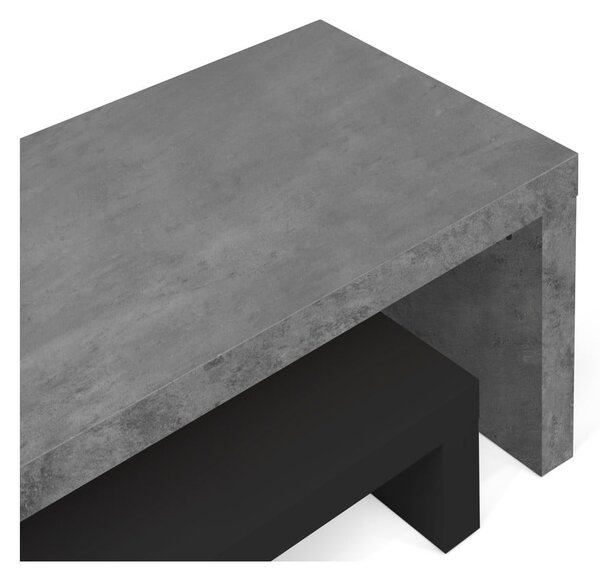 Dvojitý televizní stolek černý s betonovým dekorem TemaHome Cliff, 125 x 40 cm