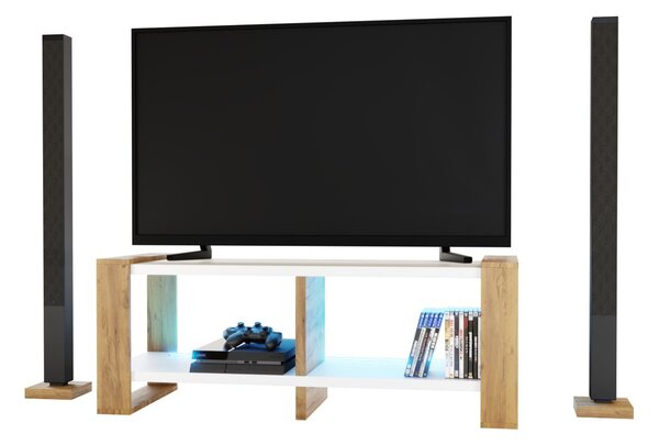 TV stolek Nicolas (bílá) (s RGB LED osvětlením)