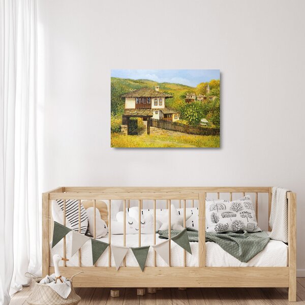 Skleněný obraz - Chaloupky v létě (70x50 cm)