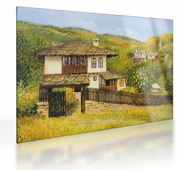 Skleněný obraz - Chaloupky v létě (70x50 cm)