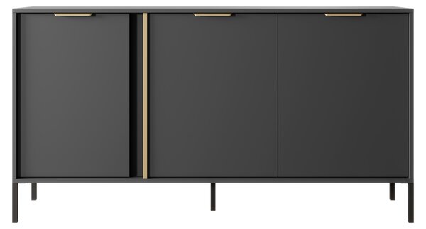 Komoda do obývacího pokoje a ložnice se 3 dvířky, barva antracit, rozměry 153 x 39,5 x 81,4 cm
