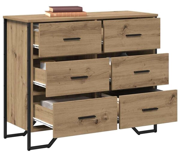 Příborník 6-Zásuvka Artisanový dub 91 x 35,5 x 74,5 cm 3365604