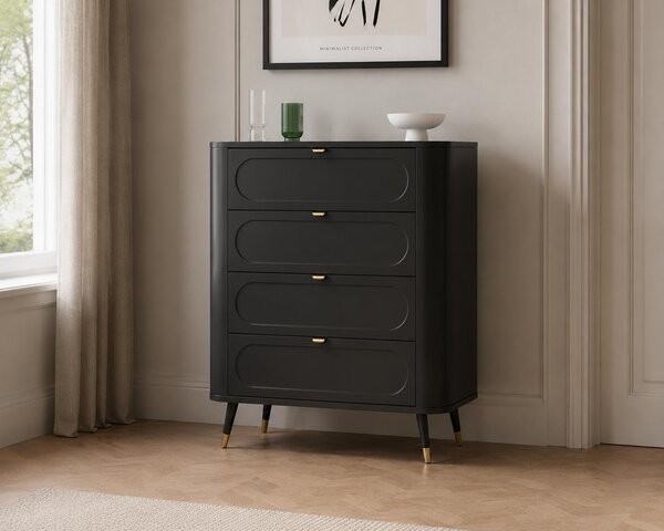 Komoda: 4 zásuvky, černá, 78,4 x 40 x 98,4 cm