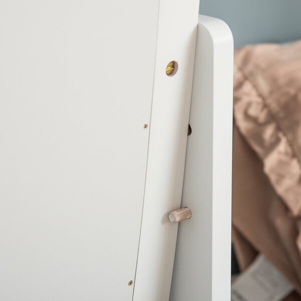 HOMCOM Oválné zrcadlo v stylu shabby chic s nastavitelným náklonem, 48D x 46Š x 147V cm, MDF Bílá | Aosom