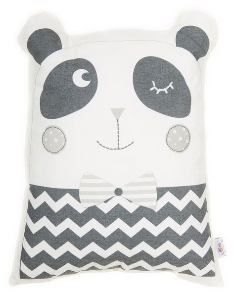 Šedý dětský polštářek s příměsí bavlny Mike & Co. NEW YORK Pillow Toy Panda, 25 x 36 cm
