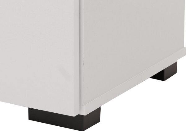Komoda HWC-N87, příborník příborník, 3D proutěný design 2 dvířka 3 úložné prostory soft-close, 82x80x37cm bílá