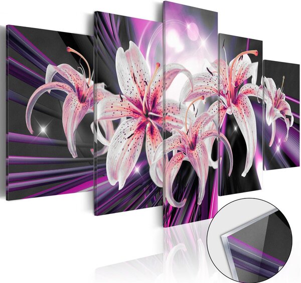 Obraz lilie s abstrakcí na akrylátovém skle - Violet Inspiration