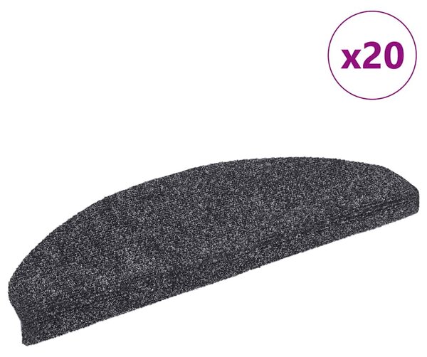 Schodové rohože samolepicí 20 ks 65 x 21 x 4 cm tmavě šedé, půlkulaté, velké 3365644