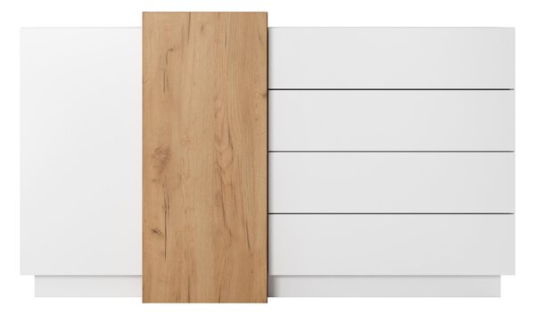 Komoda do obývacího pokoje nebo ložnice, s zásuvkami, bílá/dub Craft Gold, rozměry 160 x 45 x 93,5 cm