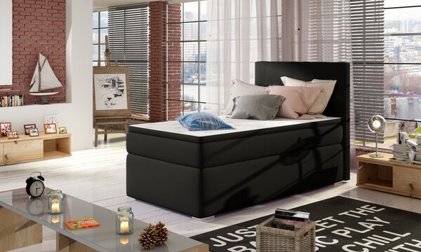 Kontinentální postel Boxspring RICCO černá ekokůže 90x200cm