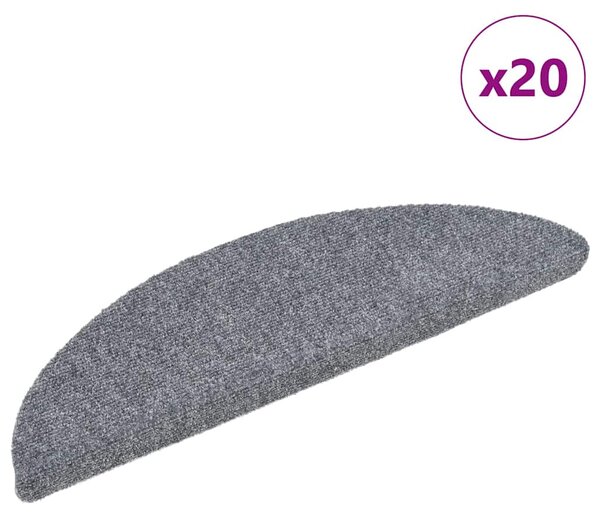 Schodové rohože samolepicí 20 ks 56 x 17 x 3 cm světle šedé půlkulaté 3365670