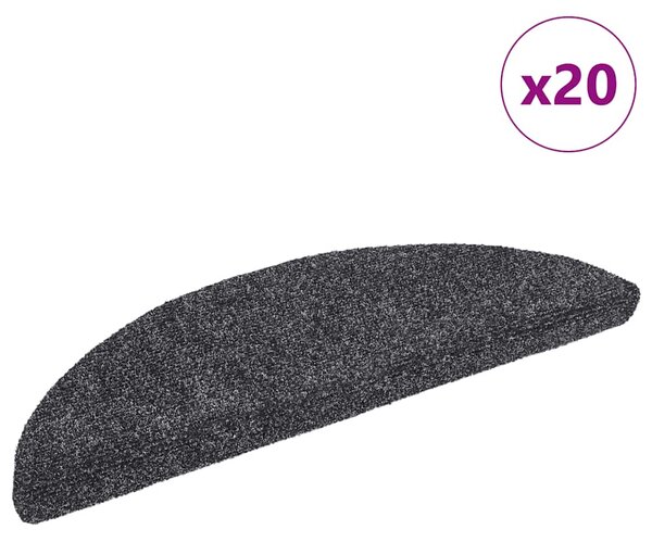 Schodové rohože samolepicí 20 ks 56 x 17 x 3 cm tmavě šedé půlkulaté 3365668