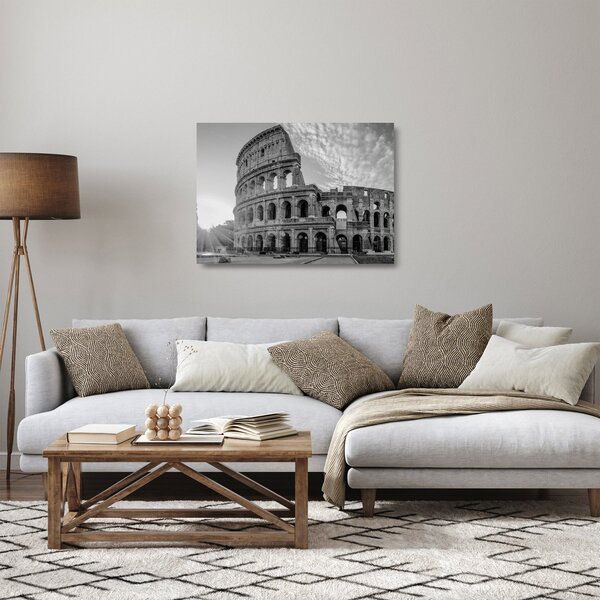 Skleněný obraz - Koloseum v Římě, černobílé (70x50 cm)