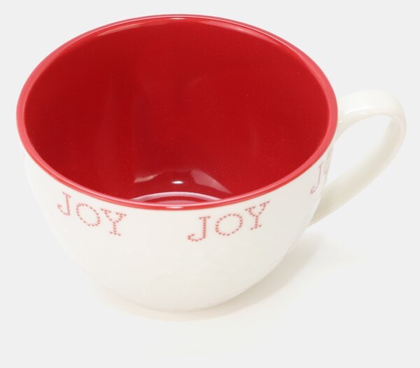 Sinsay - Keramický vánoční hrnek s nápisem „Joy“ - červená