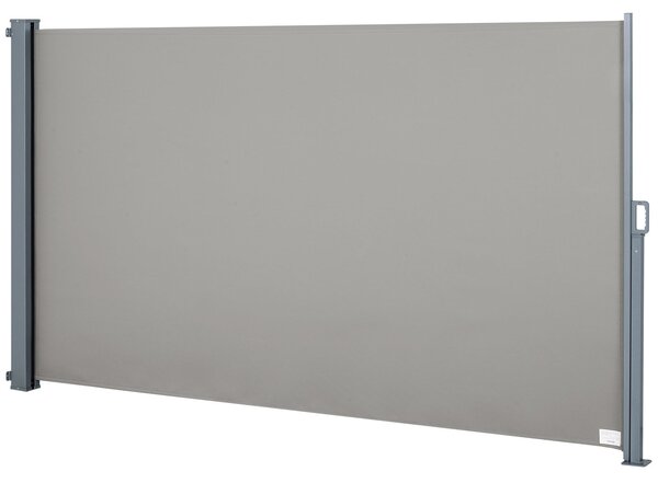 Zatahovací boční markýza Outsunny 300 x 160 cm, venkovní hliníkový větrník, ochrana proti slunci, roztažitelná clona na balkon, do zahrady a na terasu
