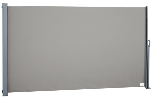 Zatahovací boční markýza Outsunny 300 x 160 cm, venkovní hliníkový větrník, ochrana proti slunci, roztažitelná clona na balkon, do zahrady a na terasu