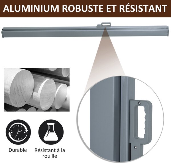 Zatahovací boční markýza Outsunny 300 x 160 cm, venkovní hliníkový větrník, ochrana proti slunci, roztažitelná clona na balkon, do zahrady a na terasu