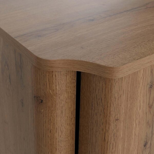 Komoda HWC-P42, příborník, 4 zásuvky, MDF 92 x 80 x 40 cm vzhled dubu Wotan