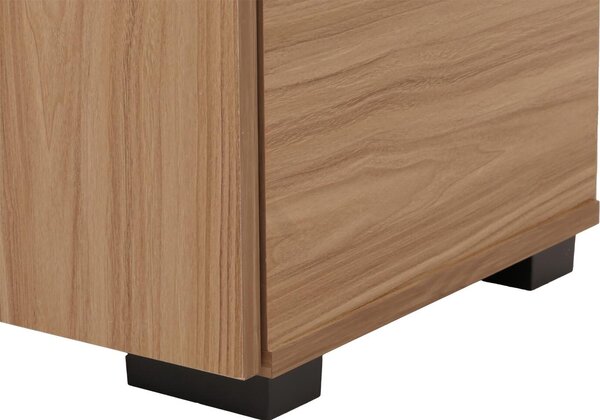 Komoda HWC-N87, příborník příborník, 3D proutěný design 2 dvířka 3 úložné prostory soft-close, 82x80x37cm hnědá