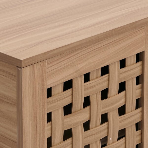 Komoda HWC-N87, příborník příborník, 3D proutěný design 2 dvířka 3 úložné prostory soft-close, 82x80x37cm hnědá