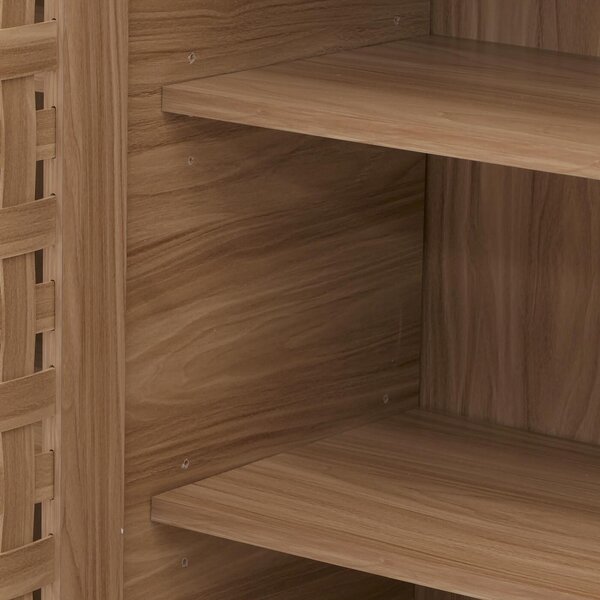 Komoda HWC-N87, příborník příborník, 3D proutěný design 2 dvířka 3 úložné prostory soft-close, 82x80x37cm hnědá