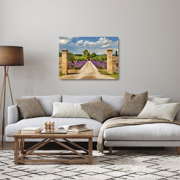 Skleněný obraz - Levandulové cesty (70x50 cm)