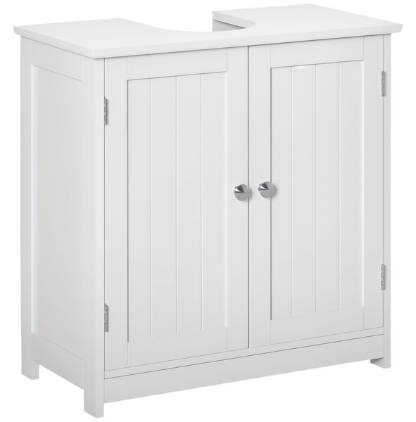 Kleankin koupelnová skříňka - skříňka pod umyvadlo - dvoudvéřová skříň s policí - 60 Š x 30 H x 60 V cm - bílý dřevo | Aosom