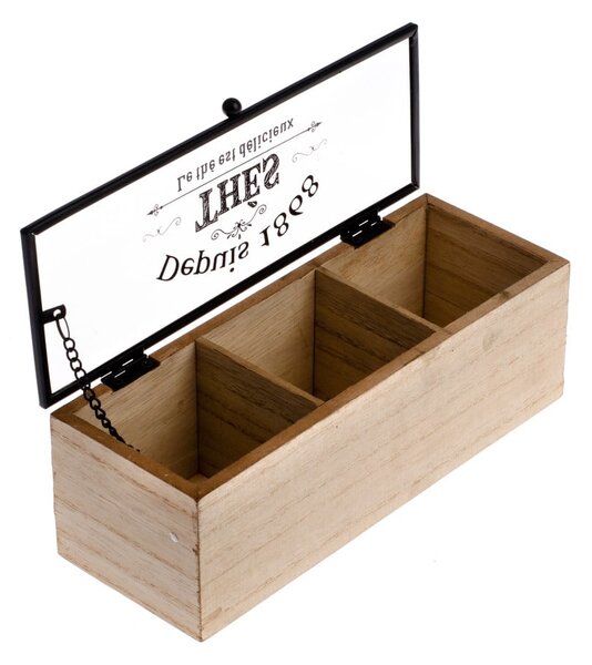 Dřevěná krabička na čaj se 3 přihrádkami Dakls, 22,5 x 8 cm