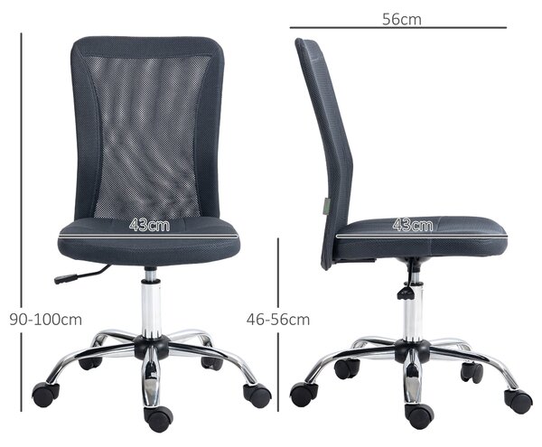 Ergonomická kancelářská židle Vinsetto s nastavitelnou výškou, manažerská židle s chromovou základnou, 360° otočná, potah z síťoviny, tmavě šedá | Aos