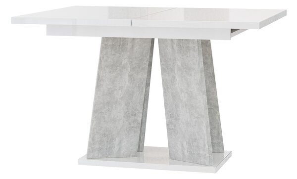Jídelní stůl Mulnu (lesk bílý + kámen) (pro 4 až 6 osob). Vlastní profesionální přeprava až k Vám domů 1055227