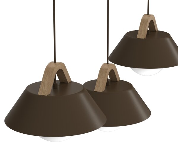 Lustr na lanku FUNDA 3xE27/15W/230V hnědá