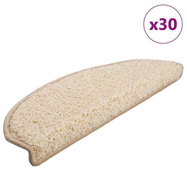 Schodové rohože 30 ks 65 x 21 x 4 cm krémové, půlkulaté, velké 3365816