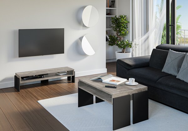 TV stolek Ramea (dub platinum grange + černá). Akce -11%
