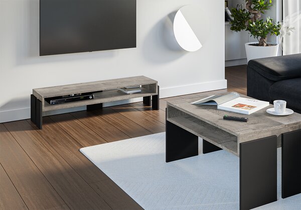 TV stolek Ramea (dub platinum grange + černá). Akce -11%