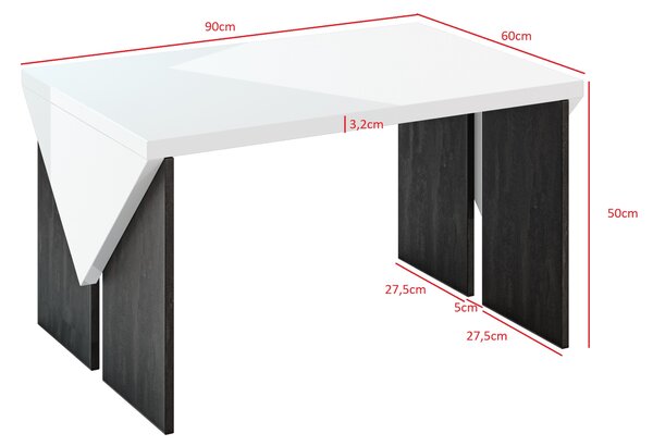 Konferenční stolek Tarni (světle šedá + lesk bílý)