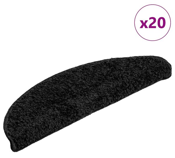 Schodové rohože 20 ks 56 x 17 x 3 cm černé, půlkulaté 3365838
