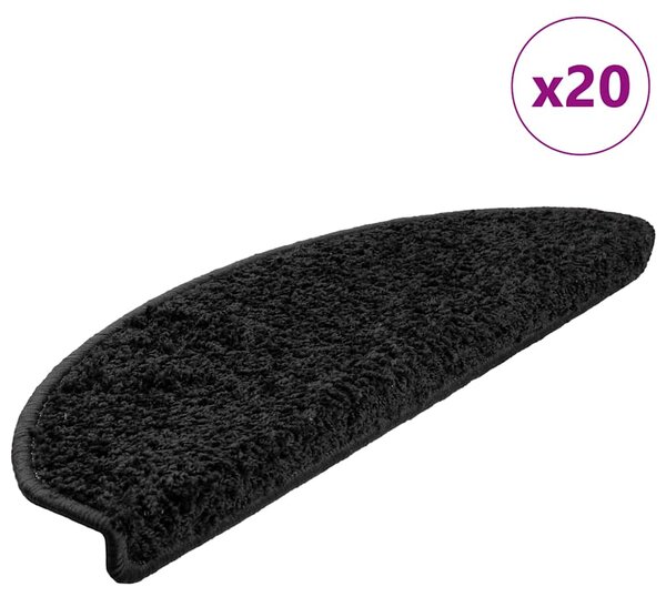 Schodové rohože 20 ks 65 x 21 x 4 cm černé, půlkulaté, velké 3365846
