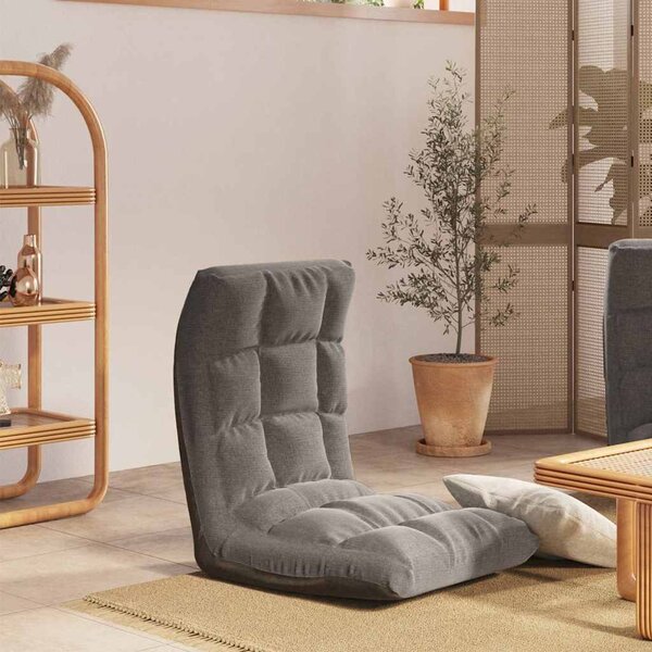 Skládací lenoška na podlahu světle šedá textil 336584