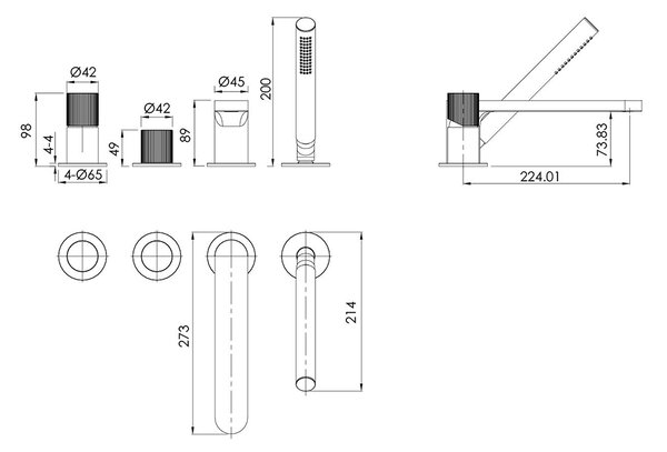 Ksuro 02 vanová baterie na vanu chrom 13004010