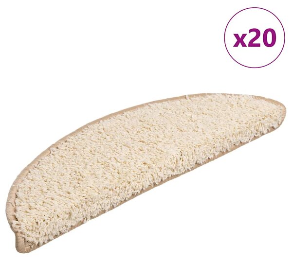 Schodové rohože 20 ks 56 x 17 x 3 cm krémové, půlkulaté 3365841