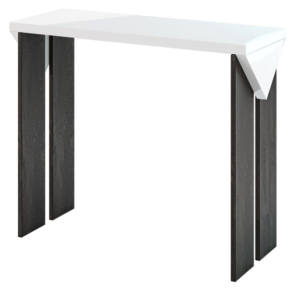Konzolový stolek Tarni (lesk bílý + tmavě šedá). Vlastní profesionální přeprava až k Vám domů 1055249