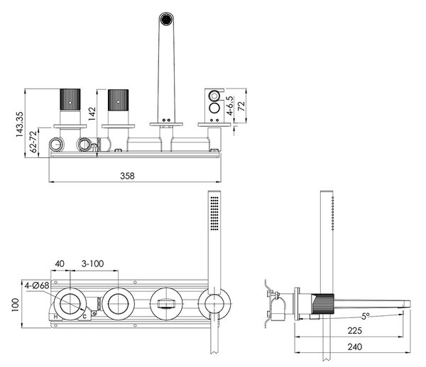 Ksuro 02 vanová baterie pod omítku chrom 13007010
